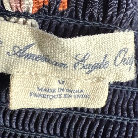 American Eagle Womens Y2K  Romper Blue Floral Strapless Pockets Size 0 - Picture 6 of 11